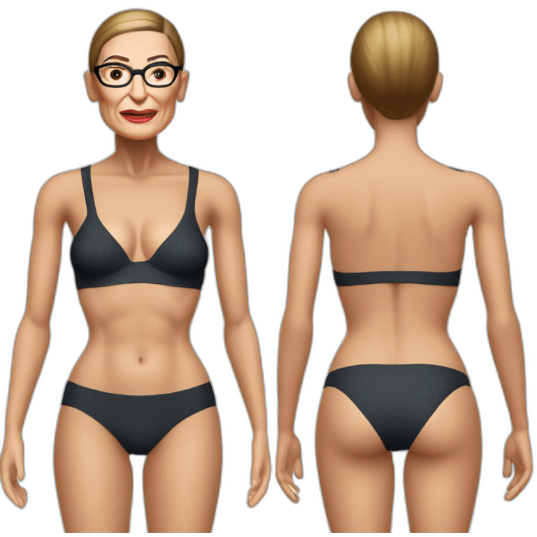 sexy ruth bader ginsburg wearing only a bikini bottoms no top (full body, ios17) emoji