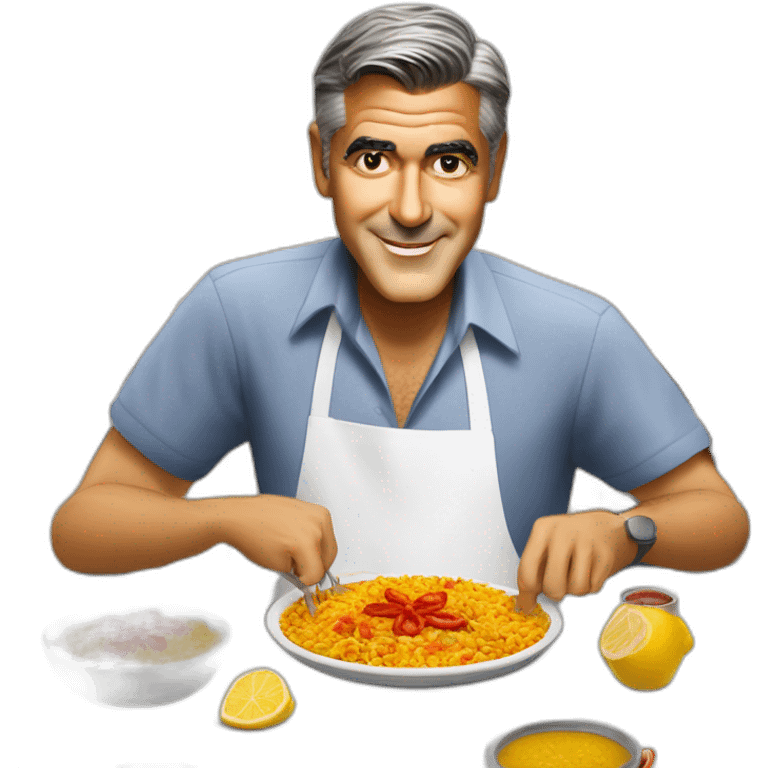 George clooney mange une paella emoji