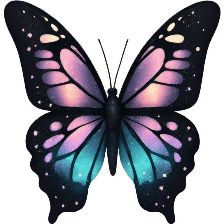 sparkly pastel black galaxy butterfly emoji