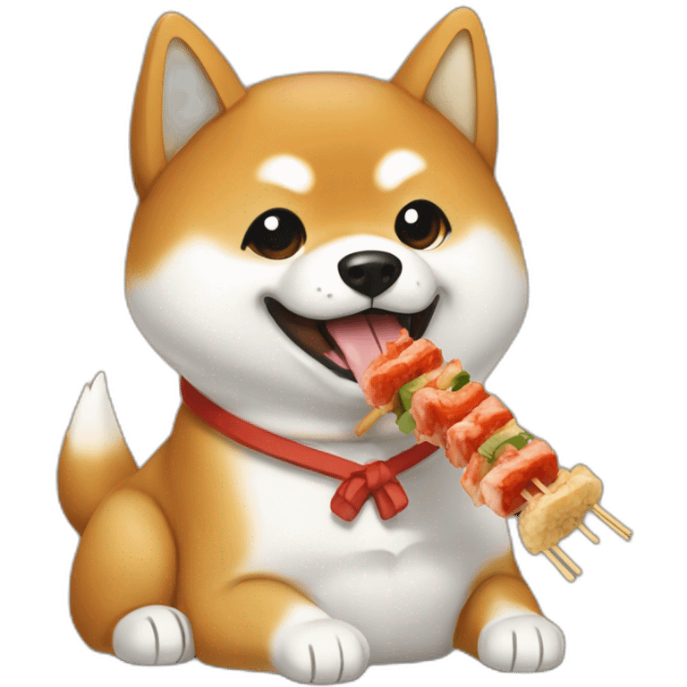 Shiba eating yakitori emoji