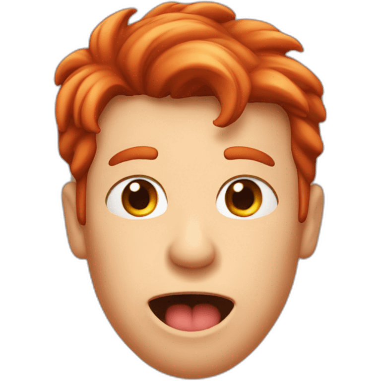 a red-haired guy sticking out his tongue and squeezing his eyes emoji