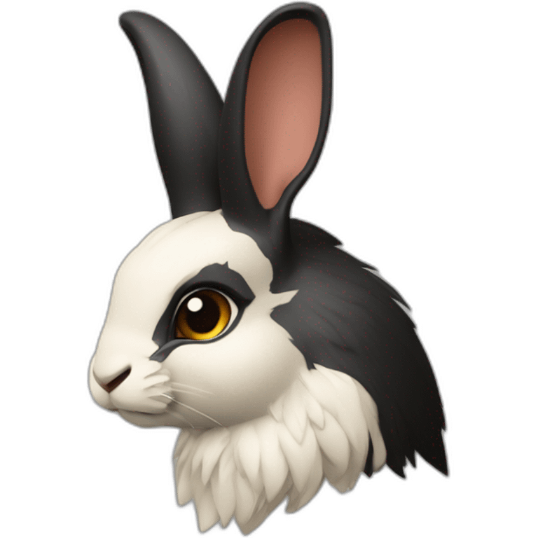 Lapine arlequin côté de visage gauche noir emoji