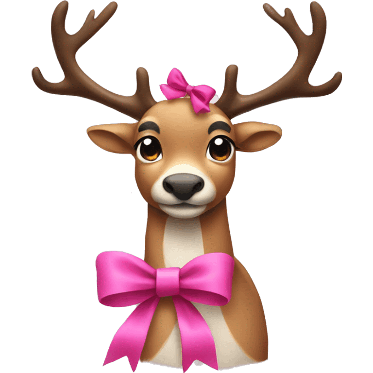 Pretty Reindeer with a pink bow emoji