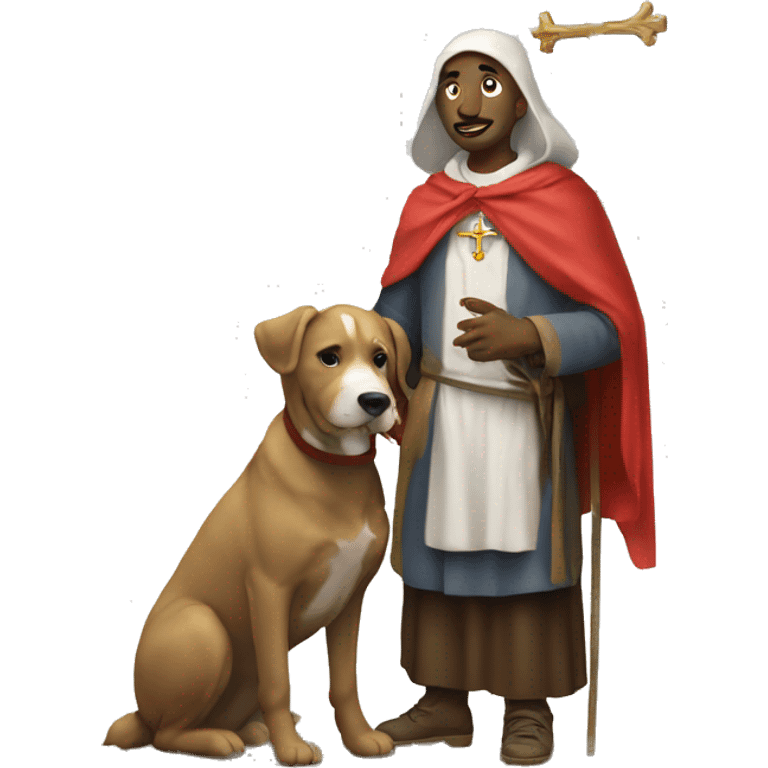 saint martin helping the poor with his emoji