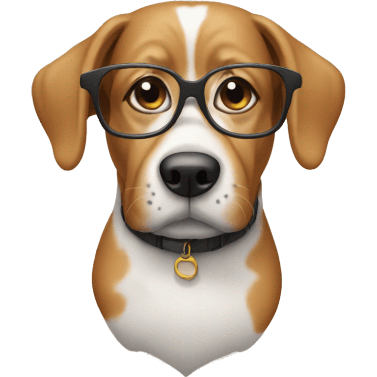 Dog wearing glasses emoji