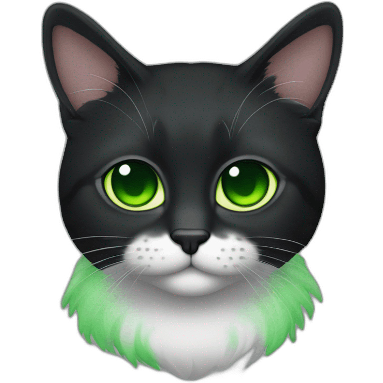 Gato preto dormindo de olhos verdes emoji