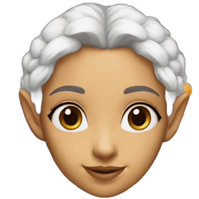 Elfe femme avec cheveux blancs et yeux oranges emoji