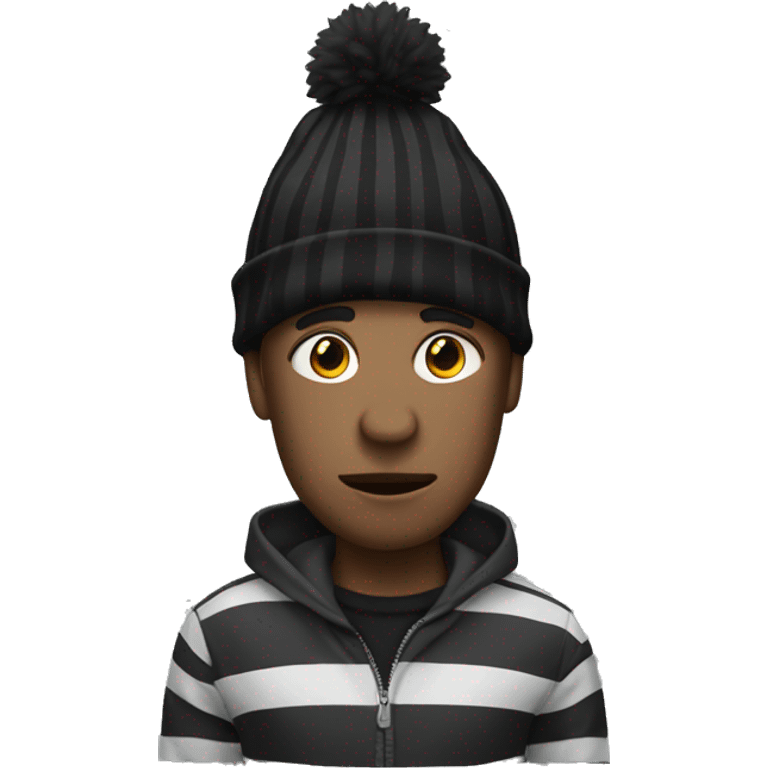 robber with striped shirt and black beanie emoji