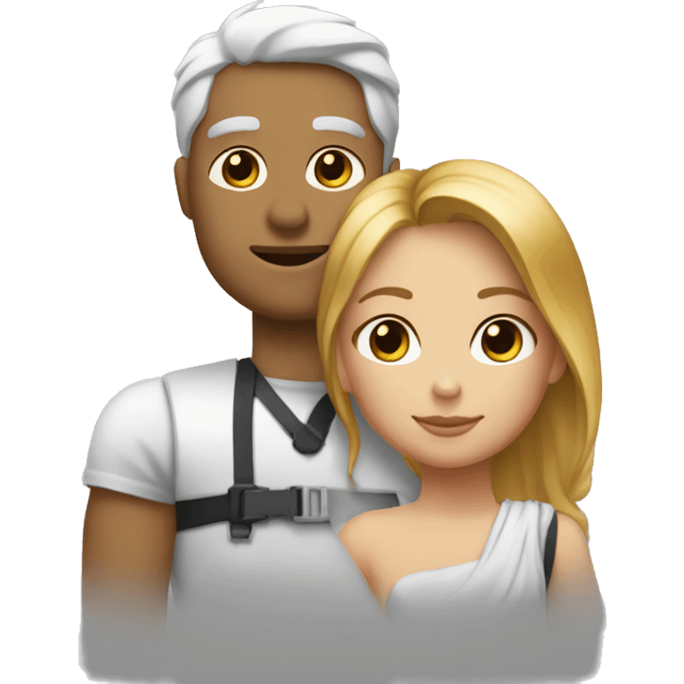 un mec métisse qui fait un câlin à une fille blanche cheveux noir emoji