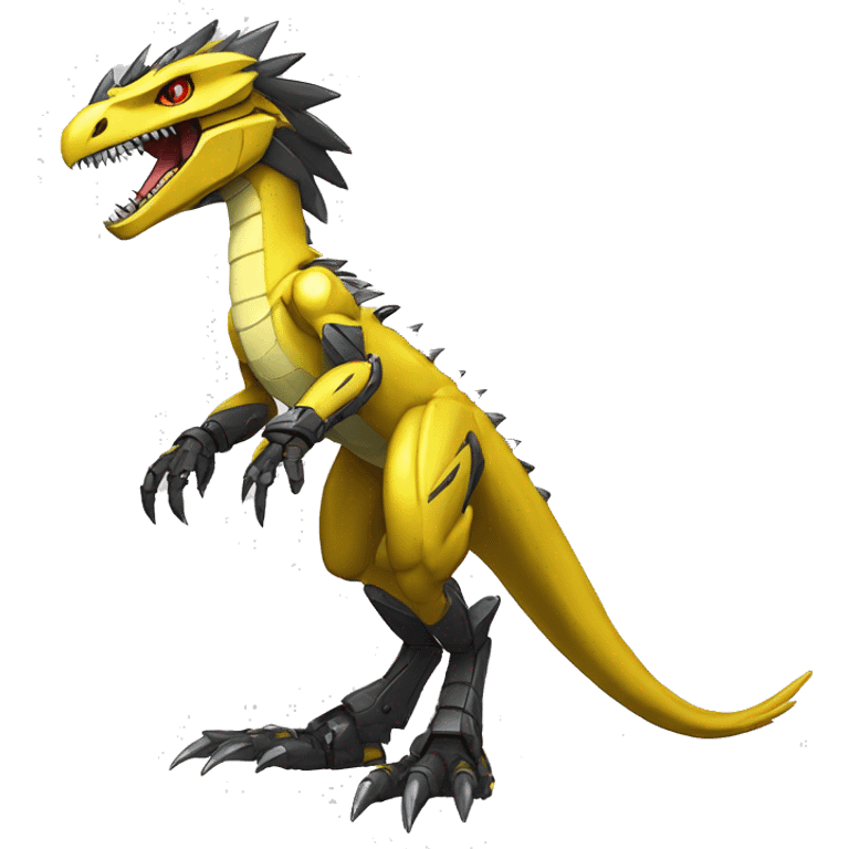  Edgy Yellow Shiny Digimon-Fakemon-Velociraptor-Dragon-Mecha full body emoji