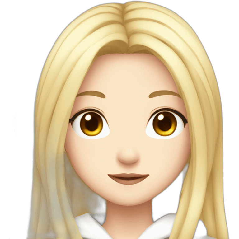 Anime girl with long hair blonde with white suéter  emoji