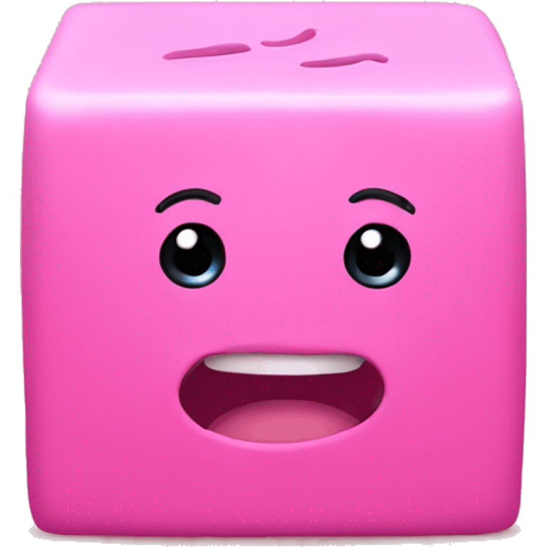 Pink cube with hands and feet.
 Cute emoji