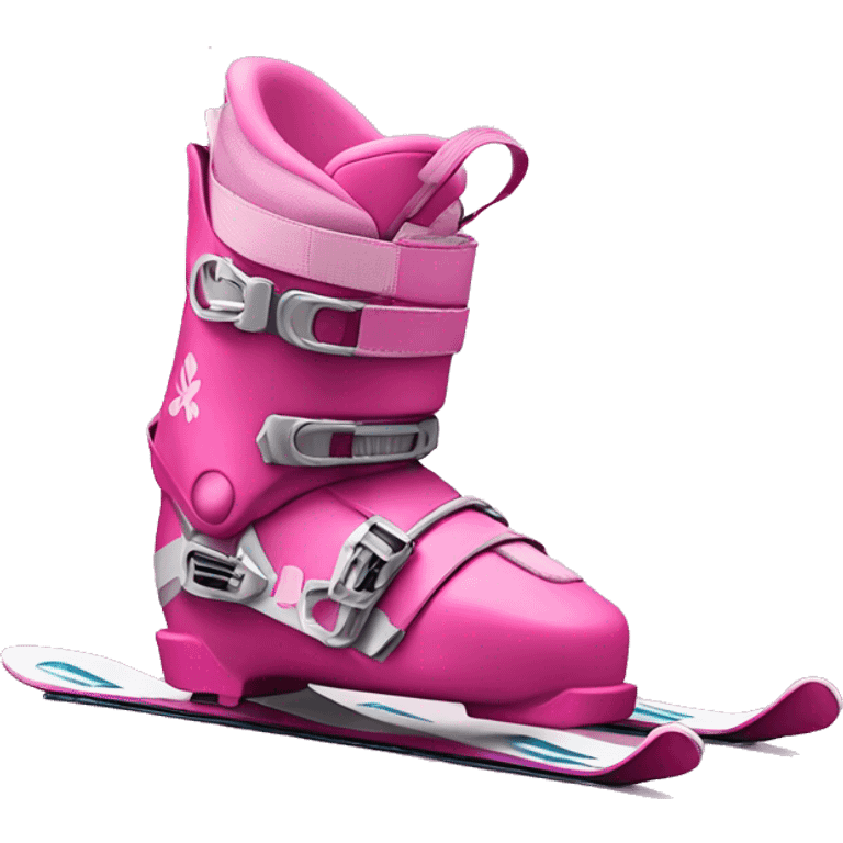 Pink ski boots and standing skis emoji