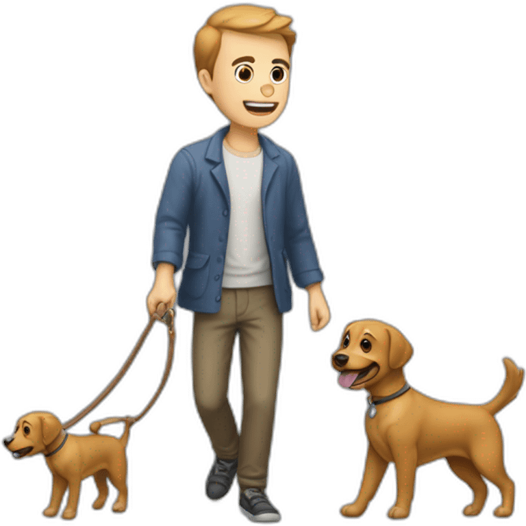 Homme qui se fait poursuivre pars un chien emoji