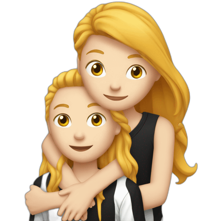 Blond soccer guy hugging ginger girl with long hair dress black emoji