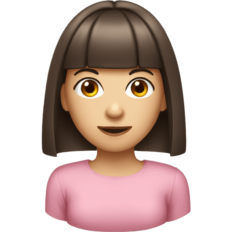 Brunette with straight bangs being tricky emoji