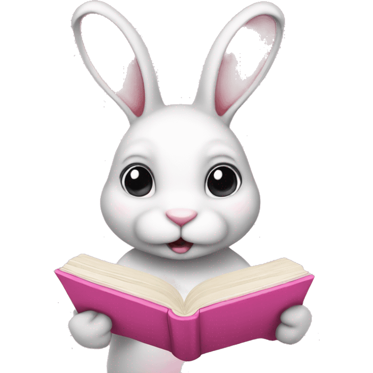 bunny with pink book emoji