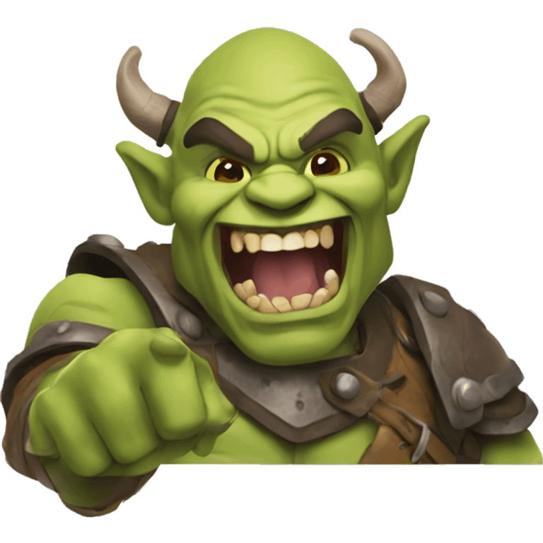 The orc laughs and waves his hand emoji