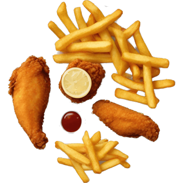 Chicken tenders and fries on a plate emoji