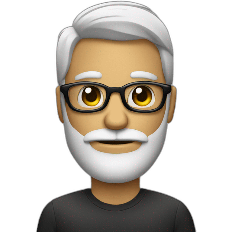 Hombre calvo con gafas negras y barba emoji