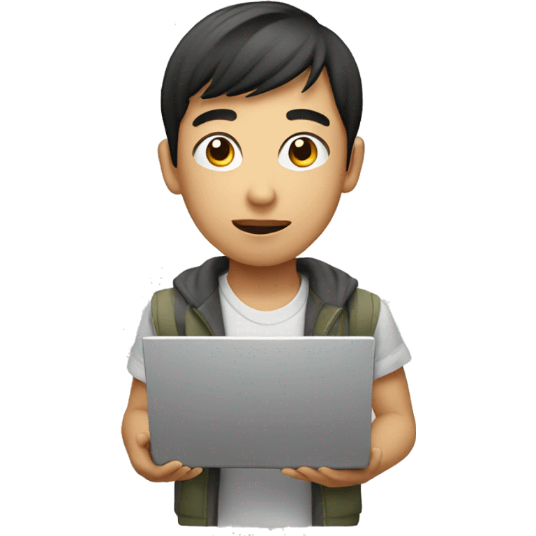 Graphic Designer asian boy with laptop emoji