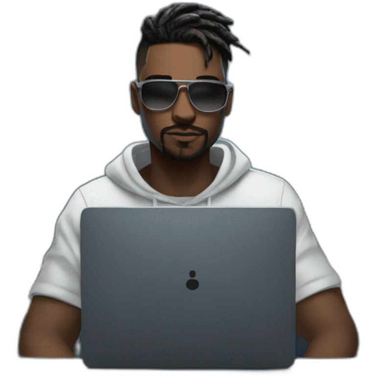 a male is coding at his cyberpunk room emoji