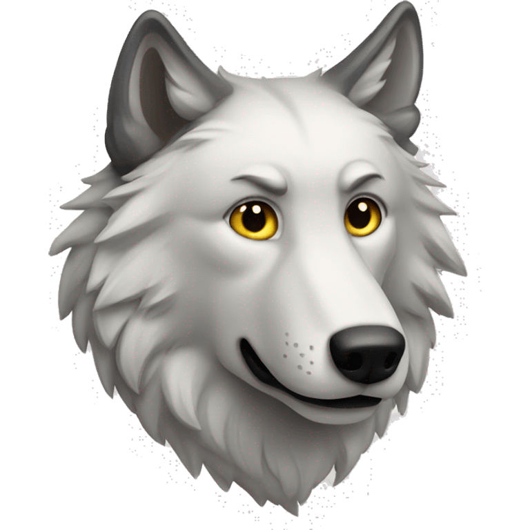 A wolf with white fair emoji