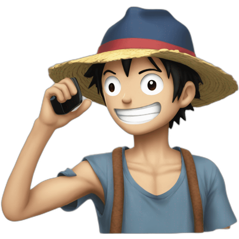 Luffy avec un telephone emoji