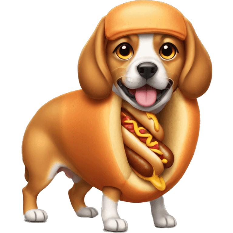 Dog wearing hotdog costume  emoji