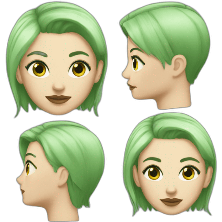 white girl with tattoos and short green hair emoji