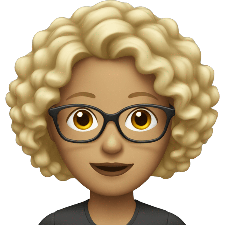 medium blond curly woman with glasses emoji