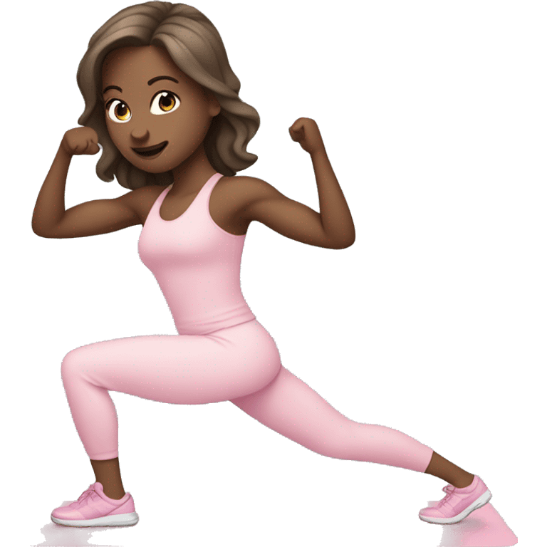 white girl  in light pink clothes exercising emoji