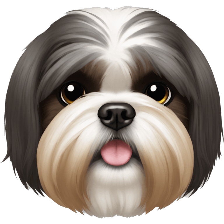 Dog Shih Tzu face with full bangs emoji