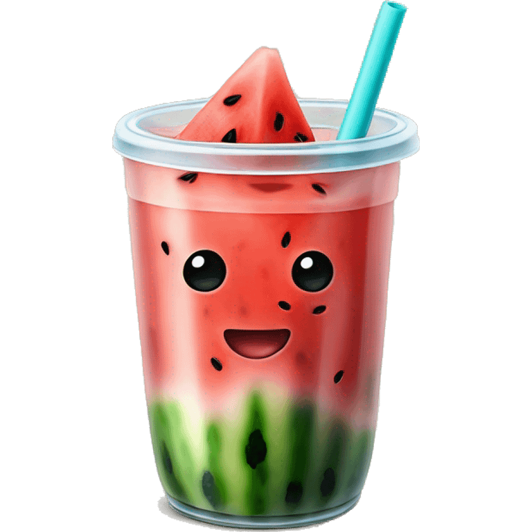 Realistic watermelon bubble tea isolated.  emoji