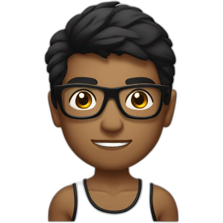 Boy Sri lankan MMA fighter with glases black and lisse hairwhit a boxer potition emoji