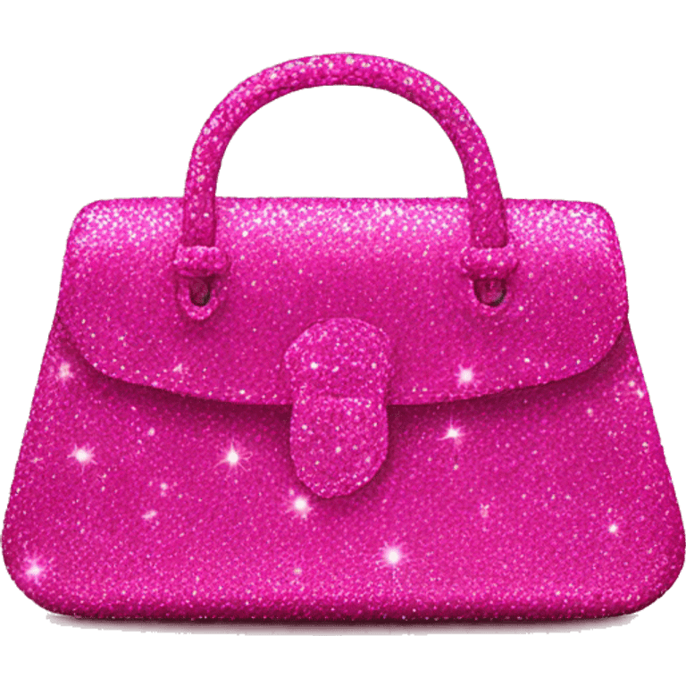 Realistic hot pink Sparkle glitter designer purse isolated.  emoji