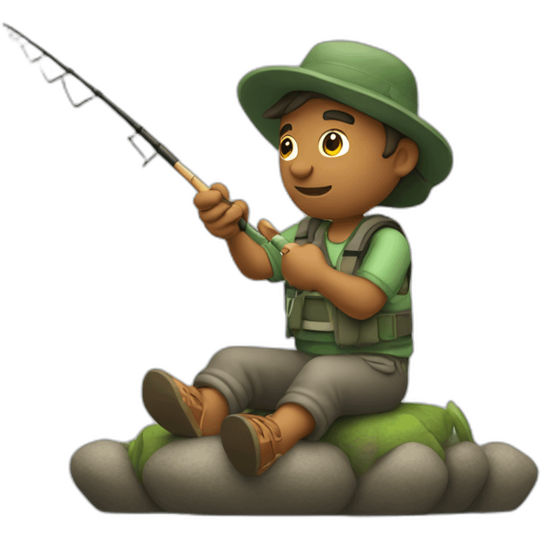 Guy fishing with a fishing Rod emoji