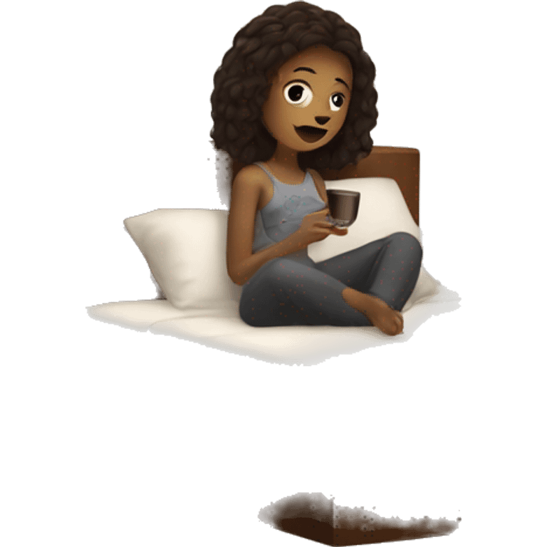 Girl with coffee in bed emoji