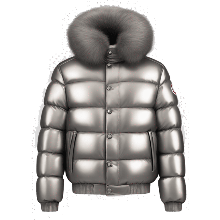 short shiny moncler jacket with fur emoji