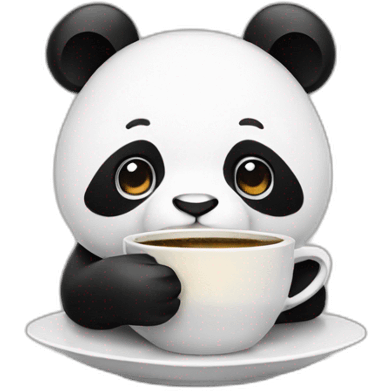 panda wearing a headset with a cup of coffee emoji