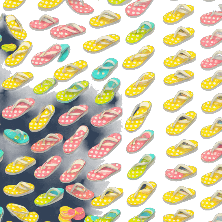 Realistic pair of polka dot summer flip flops isolated. emoji