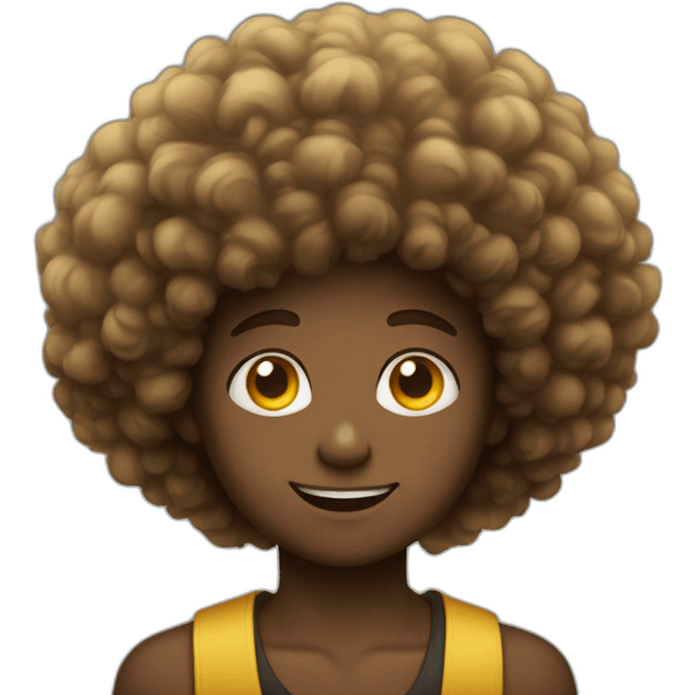 Afro haired Young boy with one brown eye and the other yellow emoji