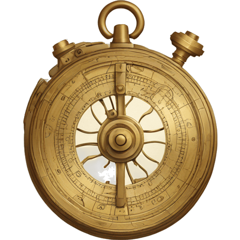 A detailed astrolabe with intricate engravings, emphasizing the blend of scientific tools and mechanical innovation. emoji