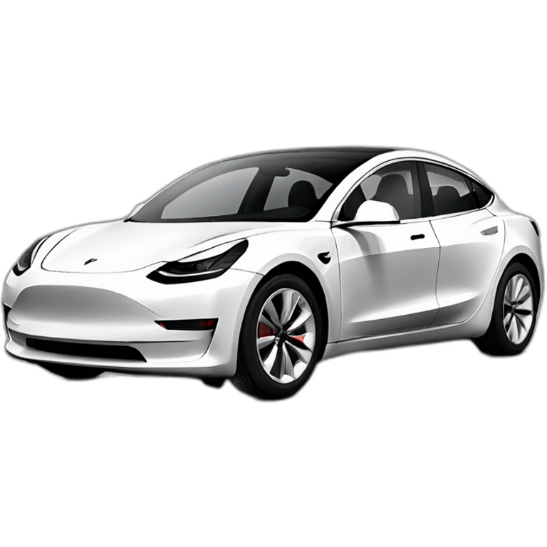 A white Tesla model 3 emoji