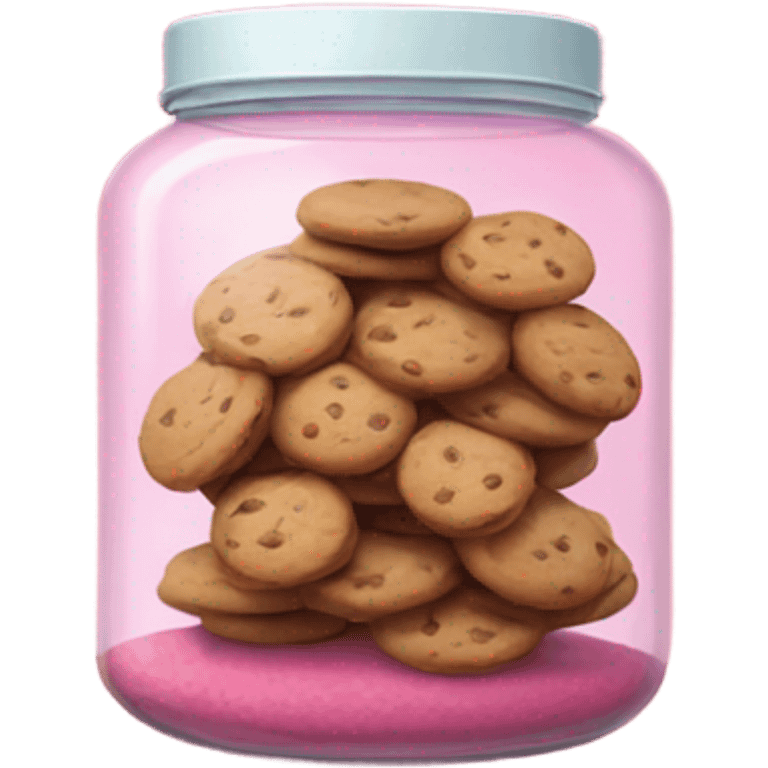 Pink cookie jar with brown cookies emoji