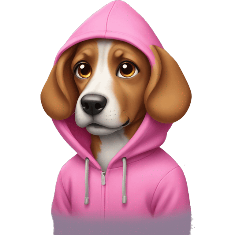 Dog wearing a pink hoodie  emoji