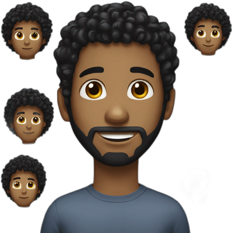 Black curly hair thanned guy emoji