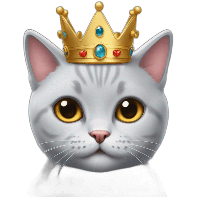 a cute british short hair cat wearing a crown emoji