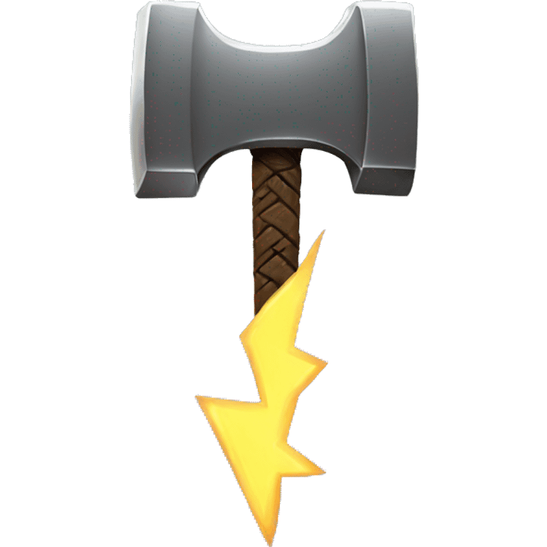 mjolnir with lightning, 45 degrees emoji