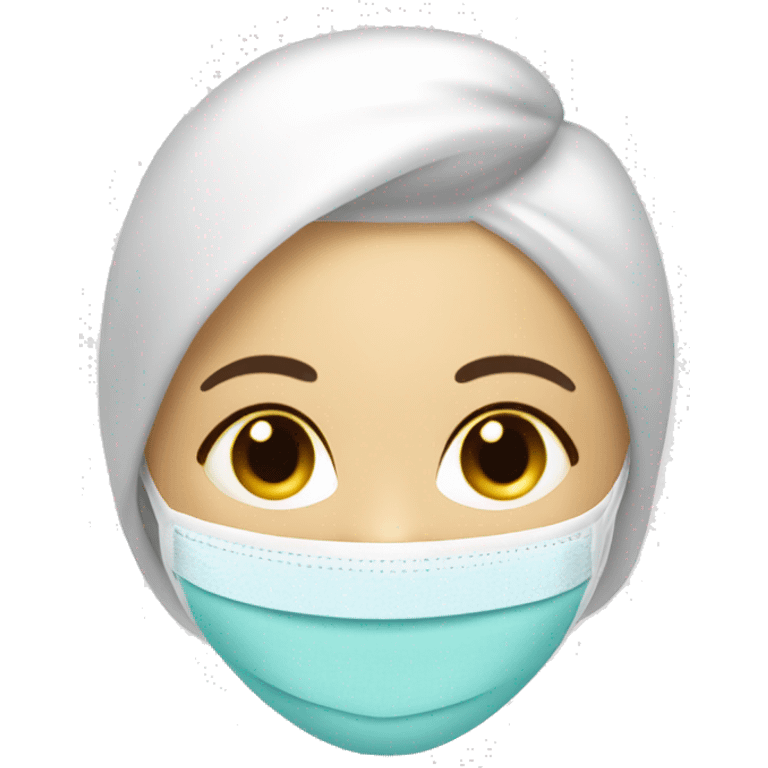 Lady with face mask spa beauty full face relaxing emoji